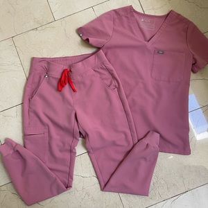 FIGS chalk pink scrub set